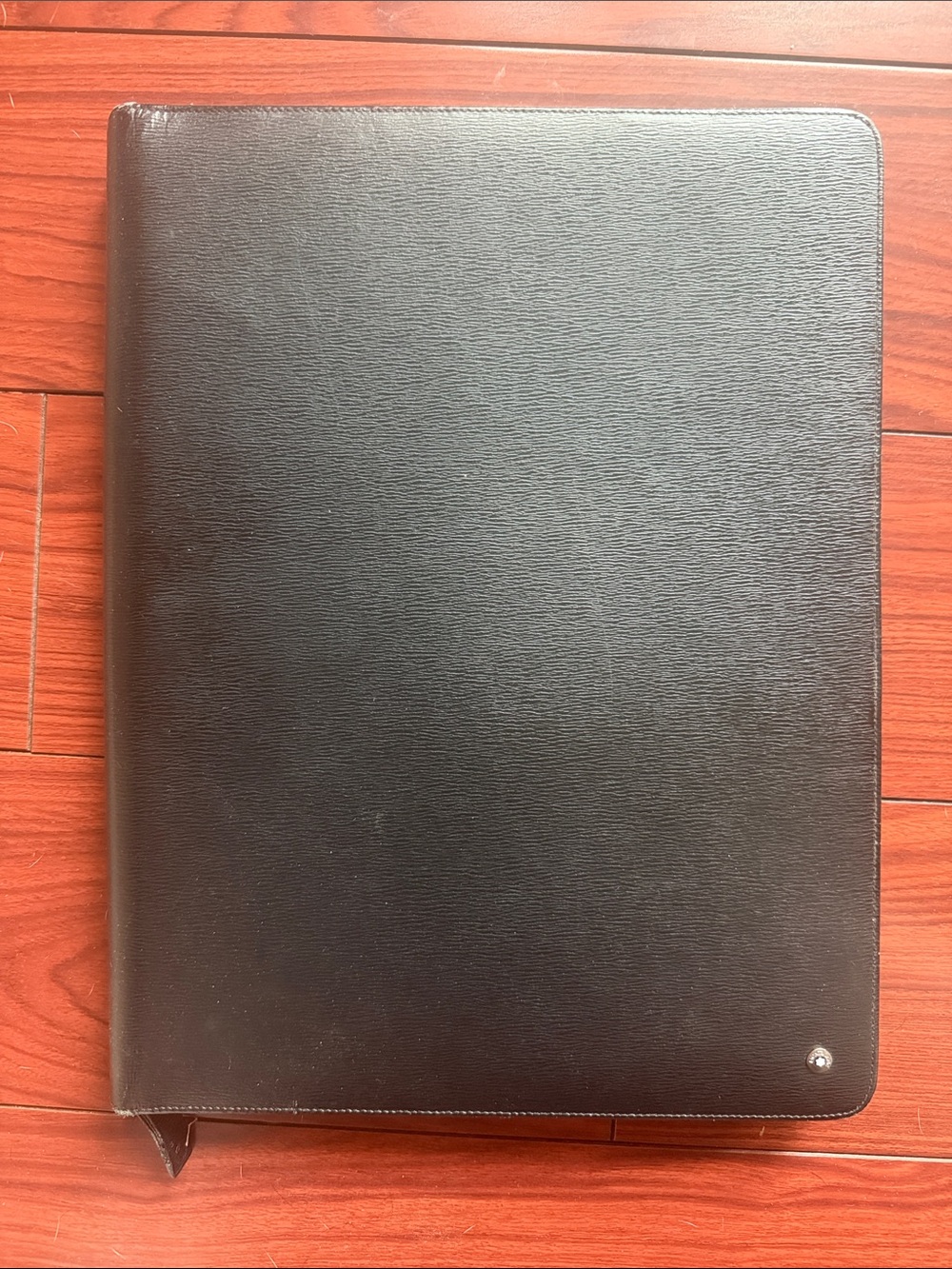 Mont Blanc Black Leather Tablet/Laptop Portfolio Case with Metal Star Emblem